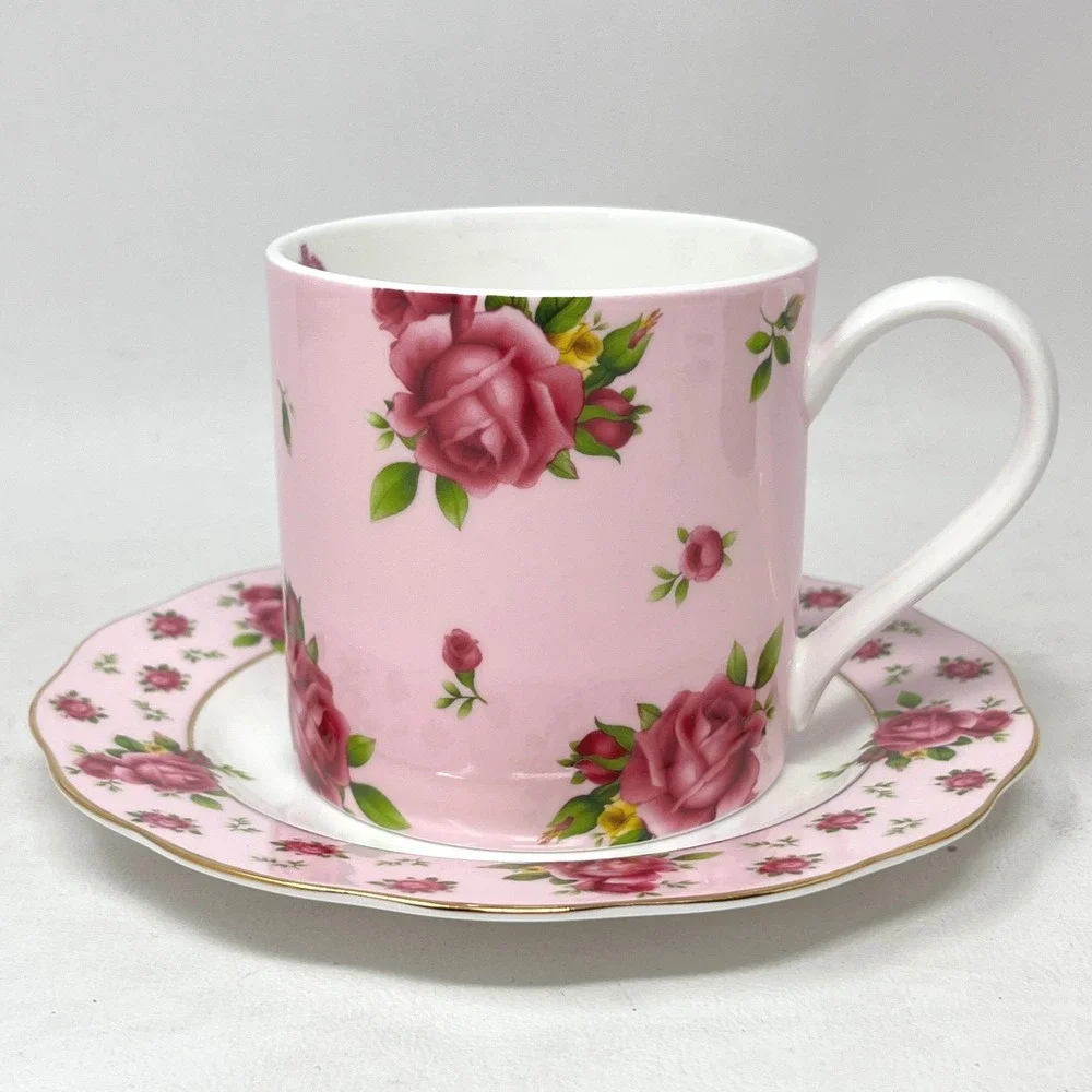 Royal Albert New Country Roses Pink Mug Saucer Set Gift Cottage Romantic Mother